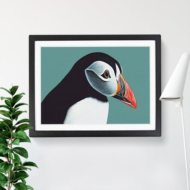 Flourishing Puffin Bird - Picture Frame Painting 17 Stories Frame Colour: Black, Size: 25cm H x 34cm W x 2cm D on Productcaster.