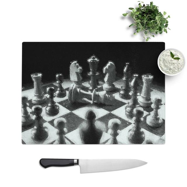 Tempered Glass Chess Checkmate Chopping Board East Urban Home Size: 39 cm W x 28.5 cm L on Productcaster.