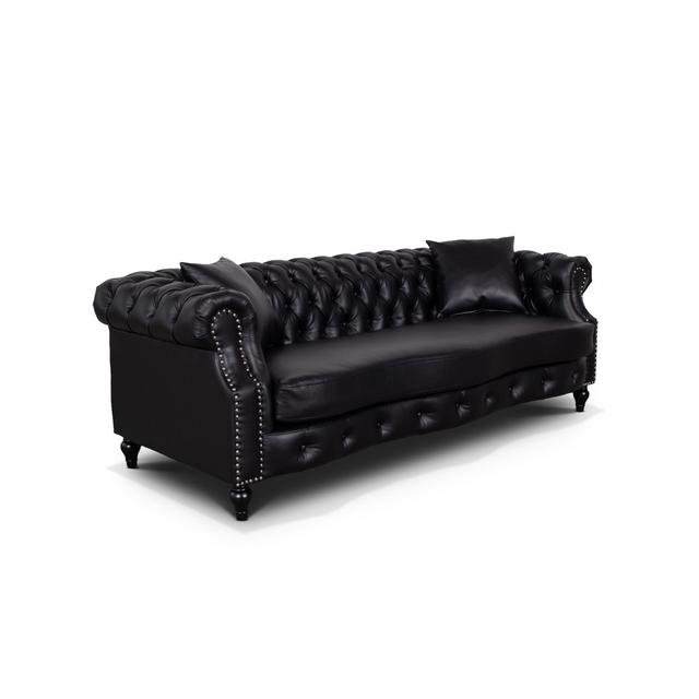 Mogadore 215" Faux Leather Chesterfield Sofa Rosdorf Park Upholstery Colour: Black on Productcaster.