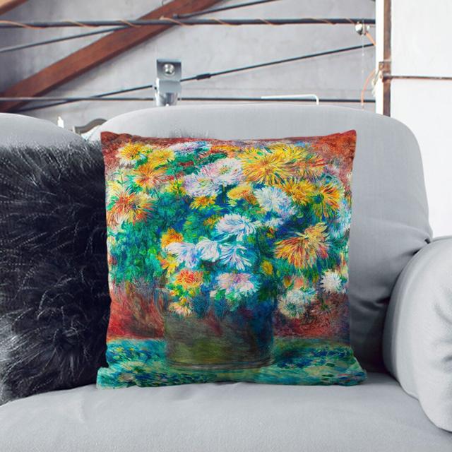 Chrysanthemums Scatter Cushion East Urban Home Size: 40cm H x 40cm W x 15cm D, Backing Colour: Black on Productcaster.