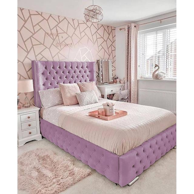 Weidner Upholstered Bed Frame Mercer41 Colour: Lilac, Size: Double (4'6) on Productcaster.