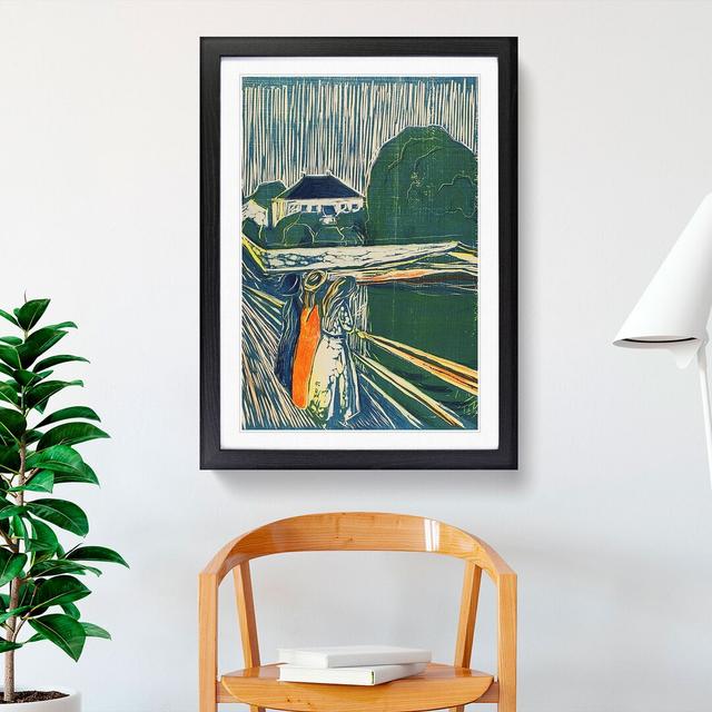 The Girls on the Bridge by Edvard Munch - Picture Frame Painting East Urban Home Size: 48cm H x 36cm W x 2cm D, Frame Option: Black on Productcaster.