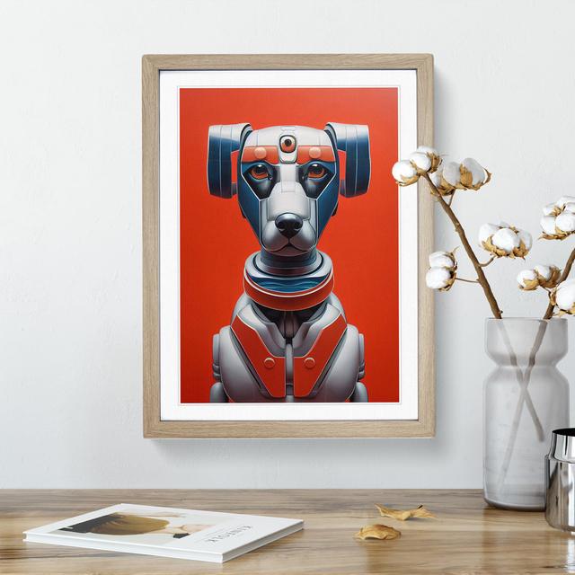 Robo Dog - Single Picture Frame Print Marlow Home Co. Size: 34cm H x 25cm W x 2cm D, Frame Colour: Oak Framed on Productcaster.