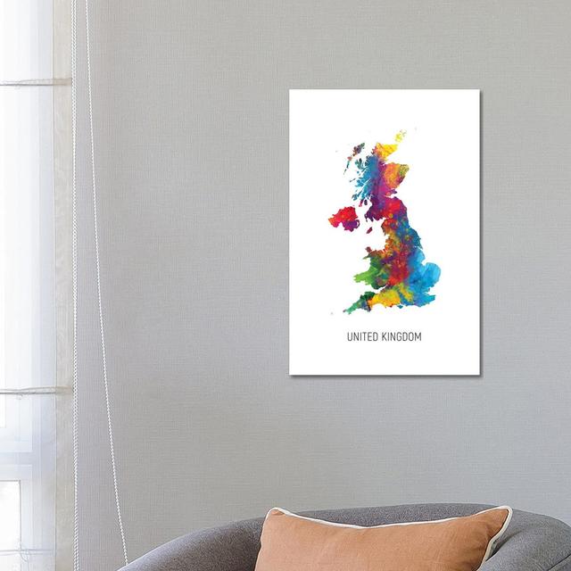 United Kingdom Map by Michael Tompsett - Wrapped Canvas Print Latitude Run Size: 66.04cm H x 45.72cm W x 3.81cm D on Productcaster.