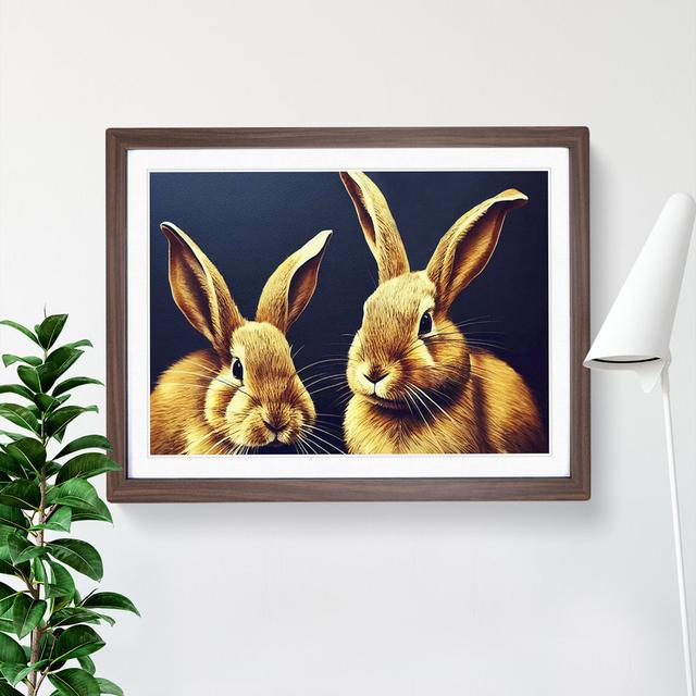 Rabbits - Picture Frame Graphic Art Brambly Cottage Size: 34cm H x 46cm W x 2cm D, Frame Colour: Walnut Framed on Productcaster.