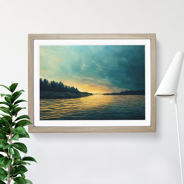 River Past The Forest House of Hampton Frame Colour: Oak Framed, Size: 46cm H x 64cm W x 2cm D on Productcaster.