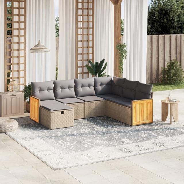 Gartensofa mit Kissen DEvidaxl Rahmenfarbe: Beige, Farbe des Kissens: Hellgrau on Productcaster.