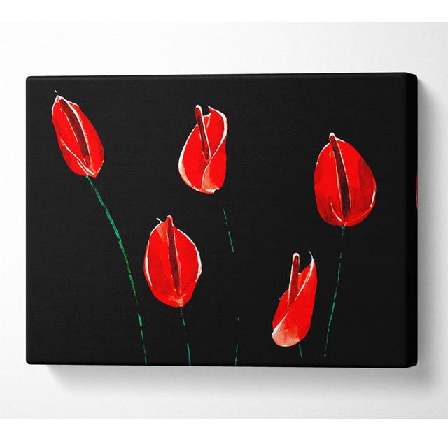 Beatiful Red Night Flowers - Wrapped Canvas Art Prints ClassicLiving Size: 66cm H x 106.6cm W x 10cm D on Productcaster.