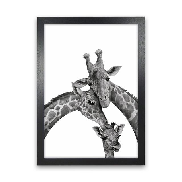 Giraffe Family - Graphic Art Print on Paper World Menagerie Size: 63cm H x 46cm W x 3cm D, Frame Option: Black Framed on Productcaster.