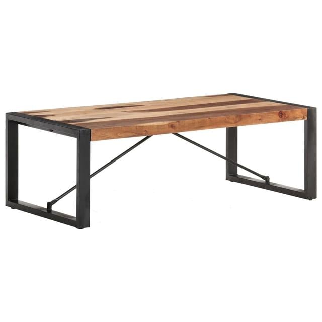 Nicole Coffee Table 120x60x40 cm Solid Wood Borough Wharf Colour: Brown Top/Black Base on Productcaster.