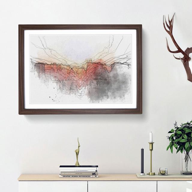 Beijing Skyline at Sunset in Abstract - Picture Frame Graphic Art Print East Urban Home Frame Option: Walnut Framed, Size: 36cm H x 48cm W x 2cm D on Productcaster.