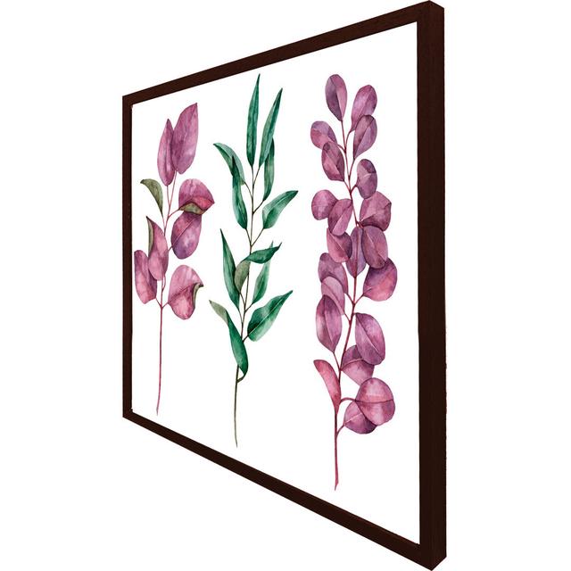 Garciasville Purple & Green Leaves - Single Picture Frame Print ClassicLiving Size: 41cm H x 41cm W x 4cm D, Frame Colour: Brown Framed on Productcaster.