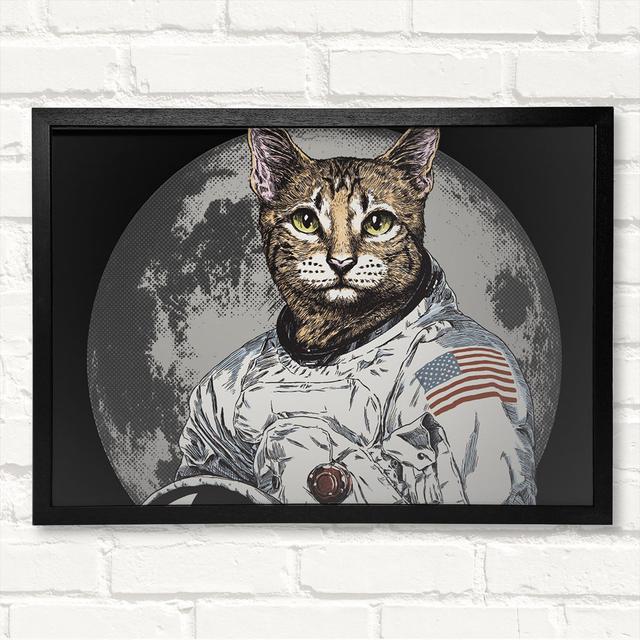 Cat Astronaut - Closed Corner Frame Art Prints on Wood Latitude Run Size: 29.7cm H x 42cm W on Productcaster.