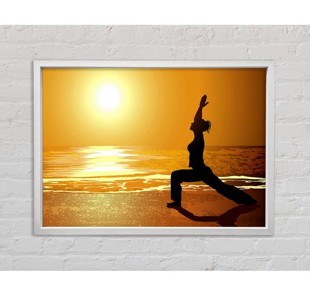 Yoga Sunset Framed Print Highland Dunes Size: 100cm H x 141.4cm W x 3.3cm D on Productcaster.