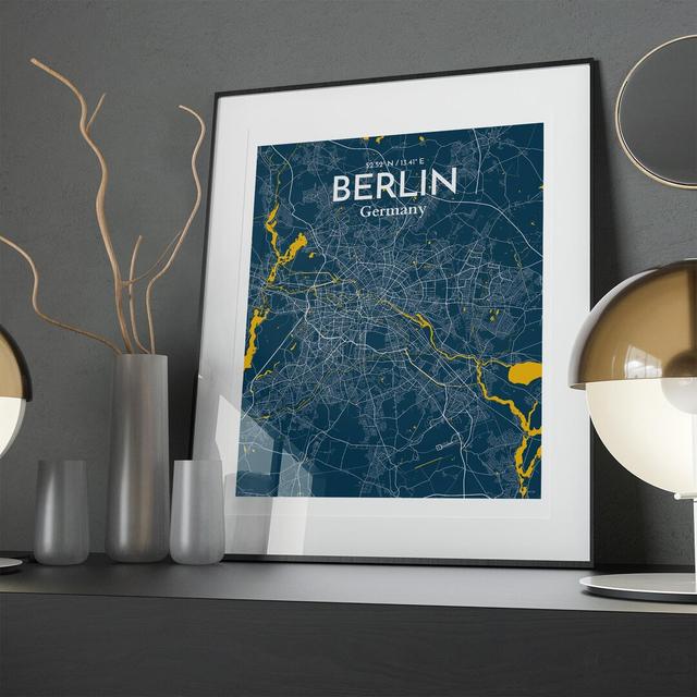 Berlin City Map In Amuse - No Frame Print Borough Wharf Size: 20cm H x 16cm W x 0.05cm D on Productcaster.