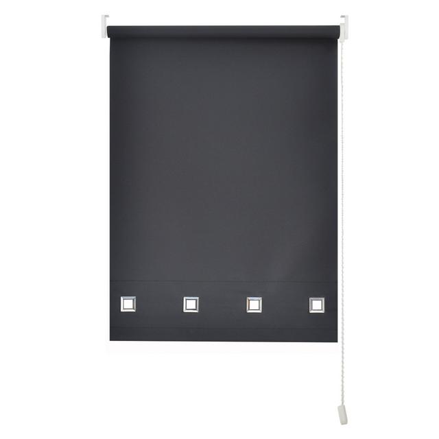 Sheer Roller Blind 17 Stories Size: 210 cm L x 120 cm W, Finish: Black on Productcaster.