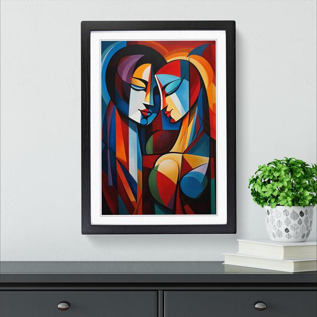 XYZ-FRM-V1223-4368 Lovers Abstract - Single Picture Frame Print on Wood Big Box Art Size: 34cm H x 25cm W x 2cm D, Frame Colour: Black on Productcaster.