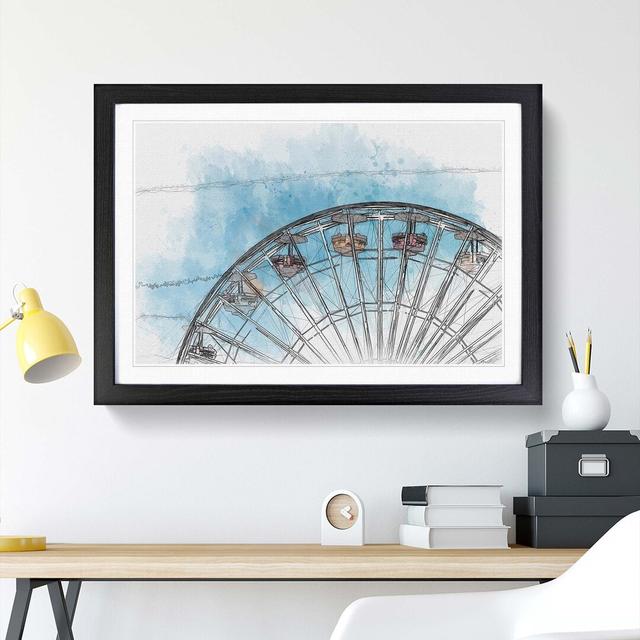 Santa Monica Pier Ferris Wheel in Abstract - Picture Frame Graphic Art Print East Urban Home Frame Option: Black, Size: 35cm H x 50cm W x 2cm D on Productcaster.