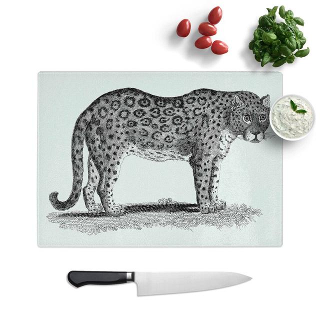 Glass Leopard in Black & White by George Shaw Chopping Board East Urban Home Size: 39 cm W x 28.5 cm L on Productcaster.