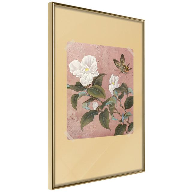 Rhododendron And Butterfly - No Frame Print August Grove Frame Option: Gold Framed, Size: 45cm H x 30cm W x 2cm D on Productcaster.