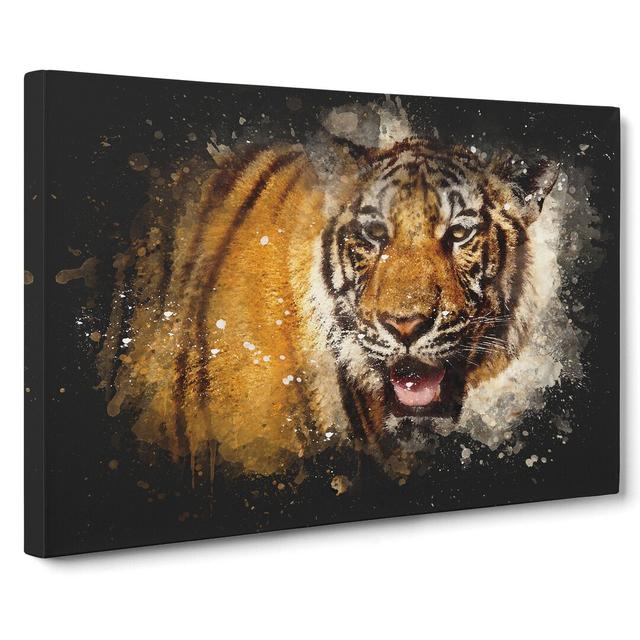 Tiger Vol.7 Paint Splash - Wrapped Canvas Graphic Art East Urban Home Size: 35cm H x 50cm W x 3cm D on Productcaster.