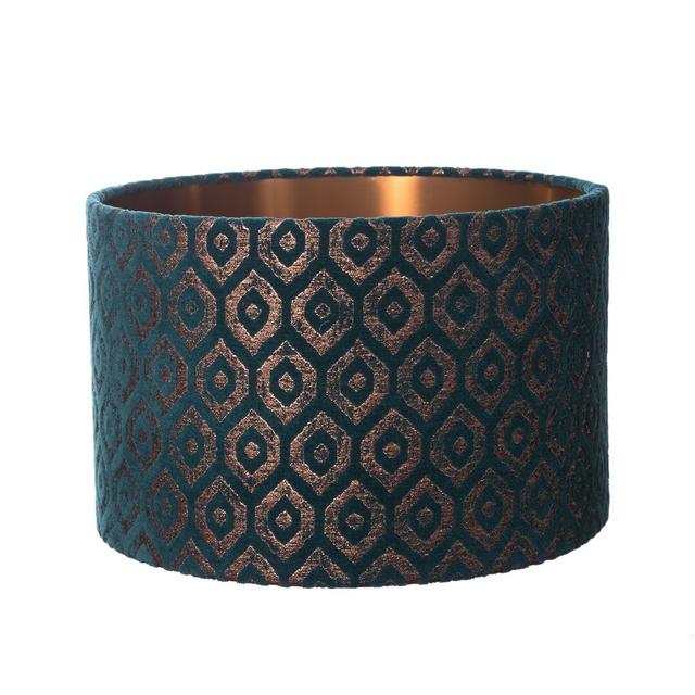 Handmade Luxury 40cm Velvet Drum Lamp Shade Canora Grey Colour: Teal on Productcaster.