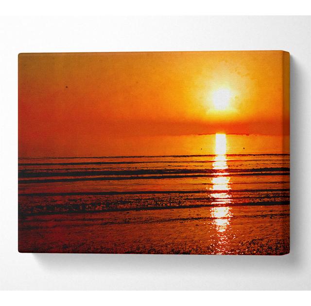 Die Ozeane Sonne Reflexion Orange Leinwand Aquarell House of Hampton Größe: 101,6 cm H x 142,2 cm B x 10 cm T on Productcaster.