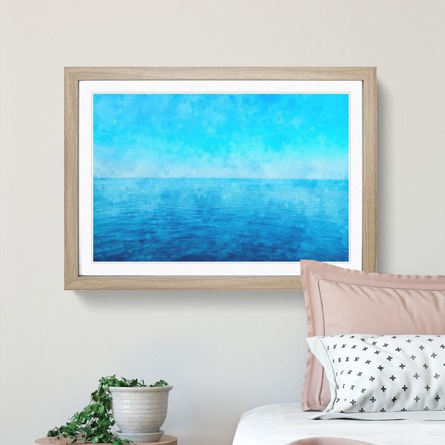 Blue Ocean Horizon Painting - Single Picture Frame Print on MDF East Urban Home Size: 62cm H x 87cm W x 2cm D, Format: Oak on Productcaster.