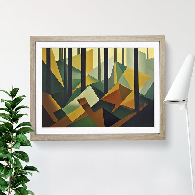 XH1022-9525X Uplifting Abstract Forest - Single Picture Frame Print Metro Lane Frame Colour: Oak, Size: 34cm H x 46cm W x 2cm D on Productcaster.