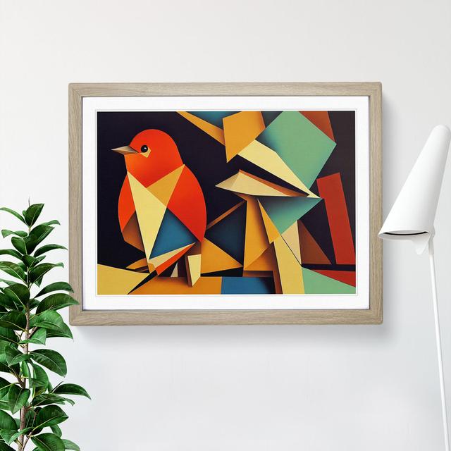 Abstract Robin Bird Vol.1 - Picture Frame Graphic Art George Oliver Size: 46cm H x 64cm W x 2cm D, Frame Colour: Oak on Productcaster.