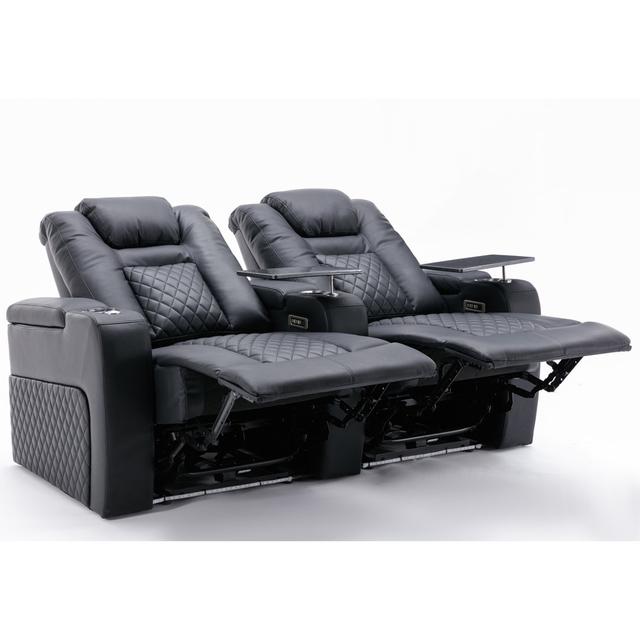 Mehrudin Theatre Loveseat Ebern Designs Upholstery Colour: Black on Productcaster.