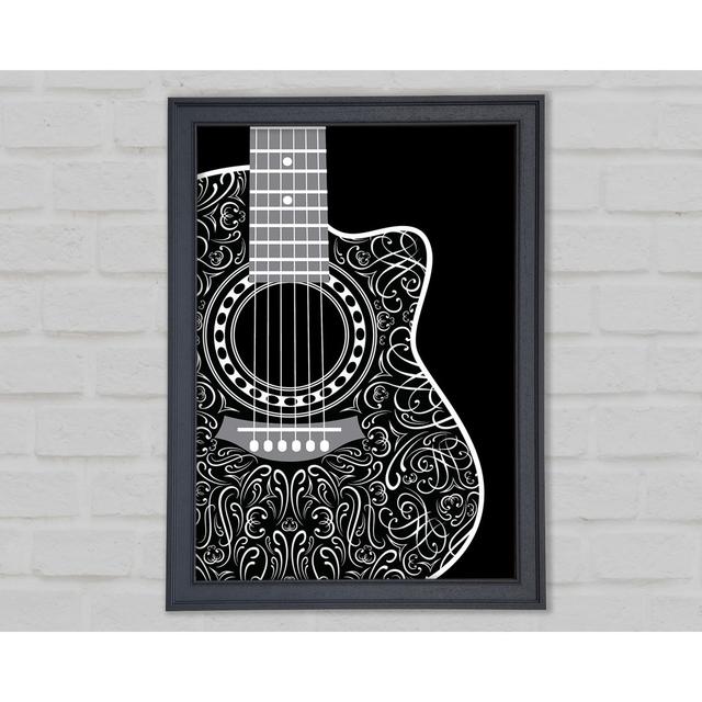 Beautiful Acoustic Guitar - Print Ophelia & Co. Format: Blue Framed Paper, Size: 21cm H x 29.7cm W x 1.5cm D on Productcaster.