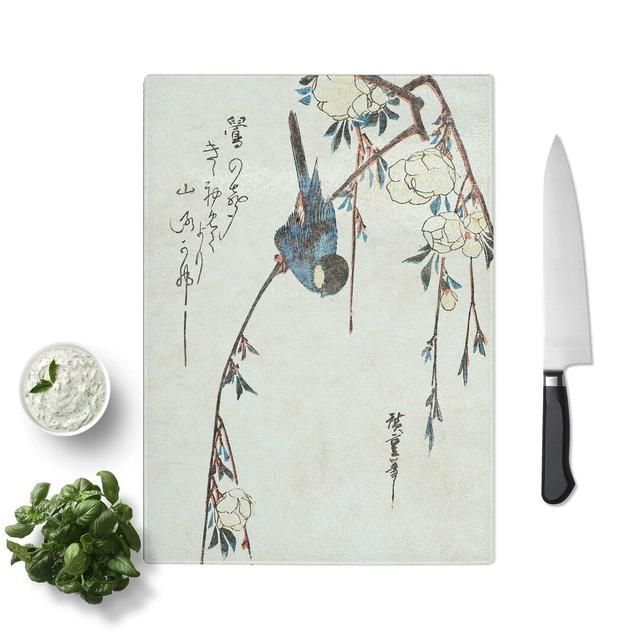 Tempered Glass Bird on a Weeping Cherry Tree Chopping Board East Urban Home Size: 20 cm W x 28.5 cm L on Productcaster.