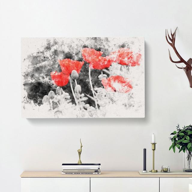 Red Poppy Field - Wrapped Canvas Graphic Art Print East Urban Home Size: 60cm H x 91cm W x 3cm D on Productcaster.