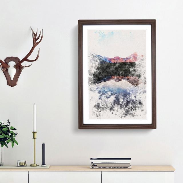 Mountains Reflecting in Montana - Picture Frame Painting Print East Urban Home Frame Option: Walnut Framed, Size: 87cm H x 62cm W x 2cm D on Productcaster.