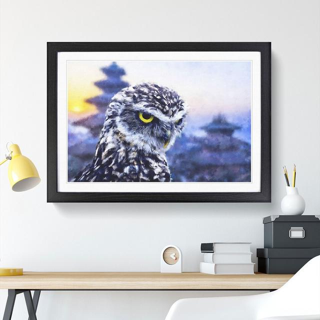 Owl in Nepal - Picture Frame Graphic Art Print East Urban Home Format: Black, Size: 62cm H x 87cm W x 2cm D on Productcaster.