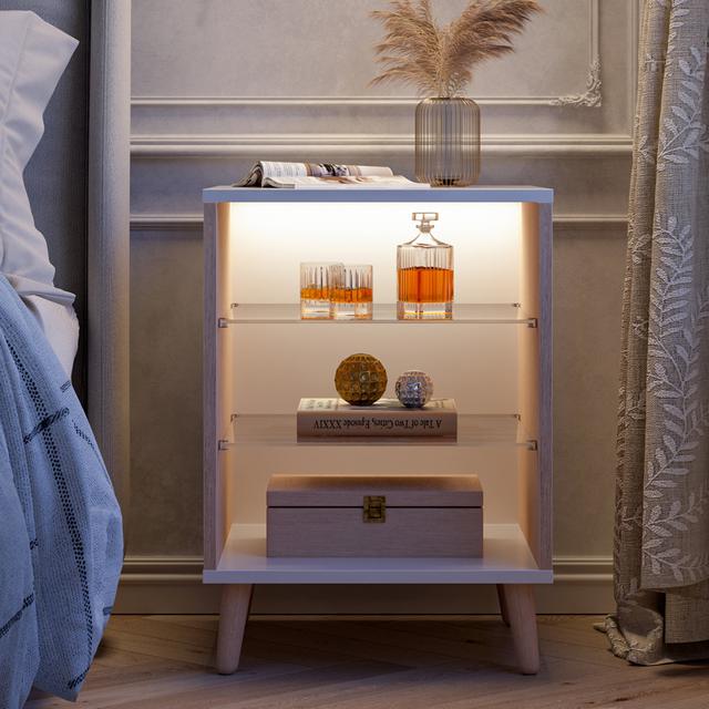 Bedside table made of wood Metro Lane Colour: Ivory on Productcaster.