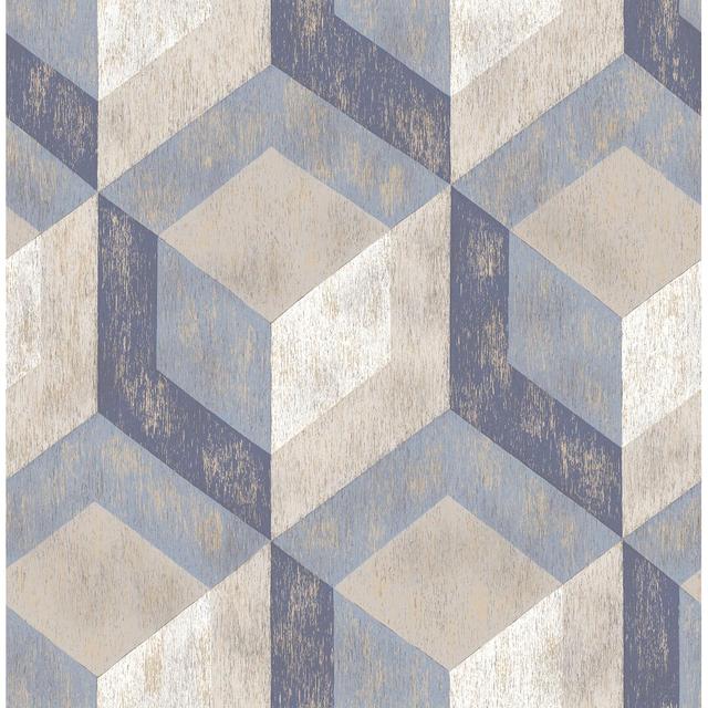 Rustic Wood Tile 10.05m x 52cm Wallpaper Roll Beachcrest Home Colour: Blue on Productcaster.