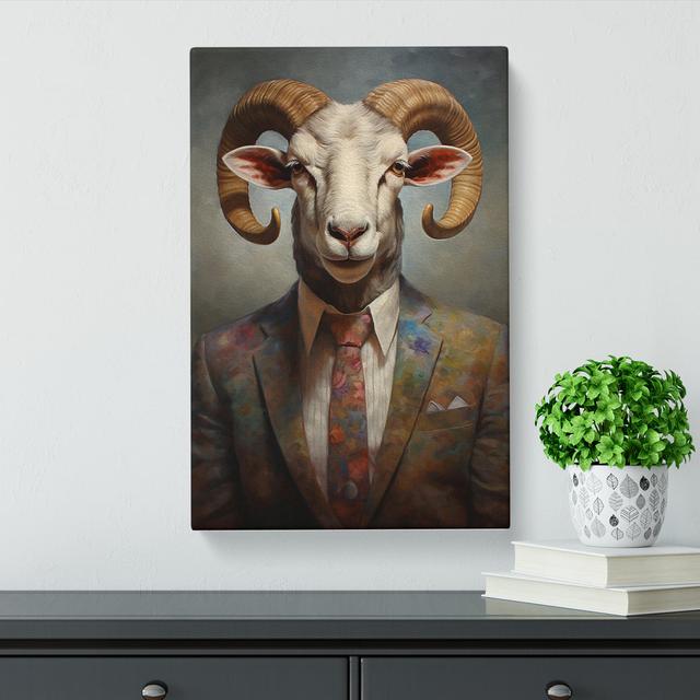 Ram Sheep in a Suit Painting No.3 Happy Larry Size: 76cm H x 50cm W x 3cm D on Productcaster.