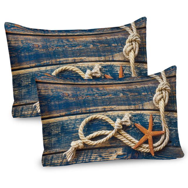 Rope and Starfish Wood Microfiber Sham (Set of 2) East Urban Home on Productcaster.