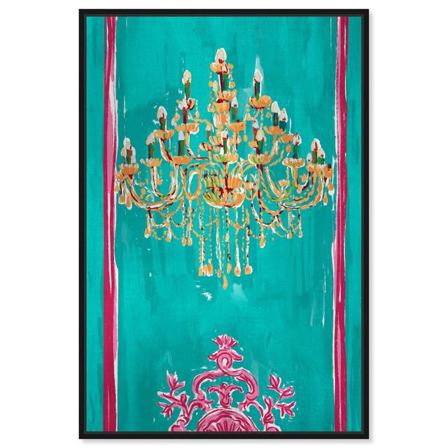 Fashion and Glam Colorful Golden Glam Chandelier by Oliver Gal - Painting on Canvas Oliver Gal Format: Black Framed, Size: 114.3cm H x 76.2cm W on Productcaster.