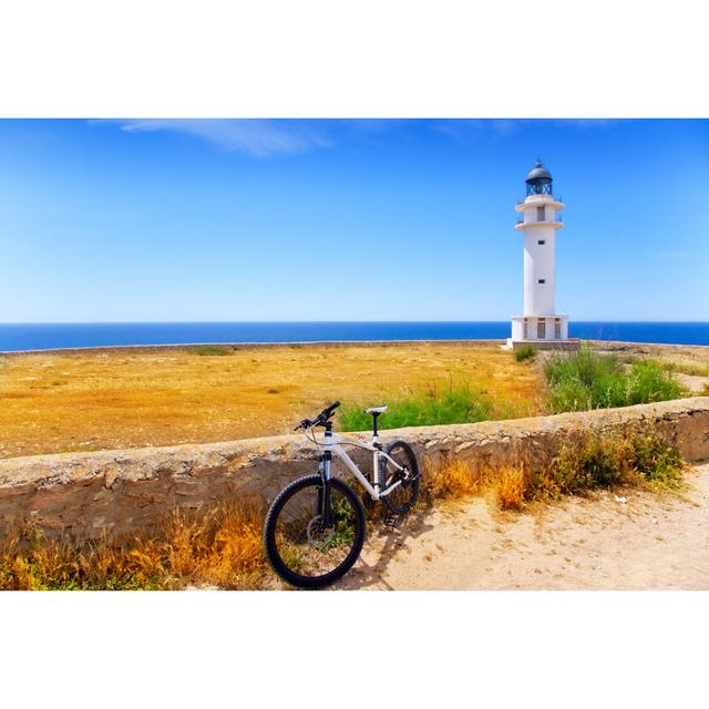 Bicycle on Balearic Formentera Barbaria Lighthouse by Lunamarina - Wrapped Canvas Photograph Breakwater Bay Size: 20cm H x 30cm W on Productcaster.