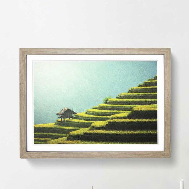 Rice Plantation in Cambodia - Picture Frame Painting Print East Urban Home Size: 48cm H x 65cm W x 2cm D, Frame Option: Oak Framed on Productcaster.