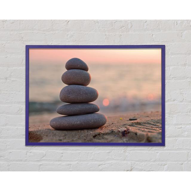 Zen Stones Stacked up on Beach - Single Picture Frame Art Prints Highland Dunes Size: 42cm H x 59.7cm W x 2cm D on Productcaster.