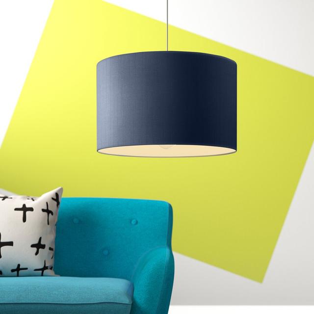 Polyester Drum Lamp Shade ( Screw On ) Hashtag Home Colour: Navy Blue, Size: 20cm H x 25cm W x 25cm D on Productcaster.