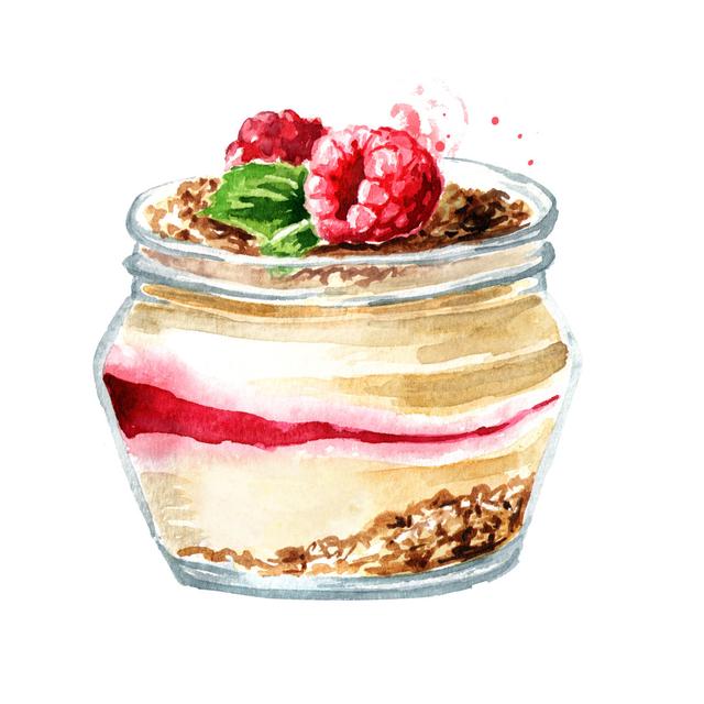 Healthy Raspberry Dessert by Daria Ustiugova - Print 17 Stories Size: 76cm H x 76cm W x 3.8cm D on Productcaster.