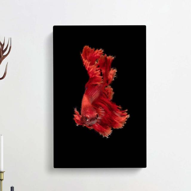 Red Siamese Fighting Fish - Wrapped Canvas Print East Urban Home Size: 91cm H x 60cm W x 3cm D on Productcaster.