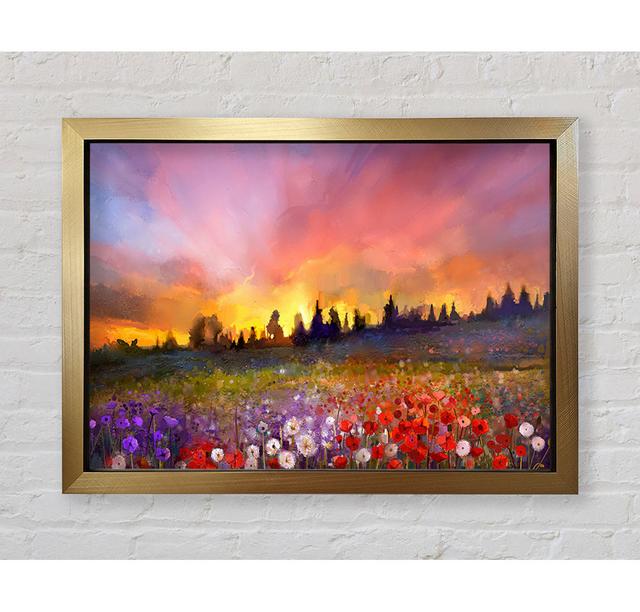 Sonnenuntergang über den wilden Blumen - Druck Ophelia & Co. Größe: 118,9 cm H x 141,4 cm B x 3,4 cm T, Format: Poster mit goldenem Rahmen on Productcaster.