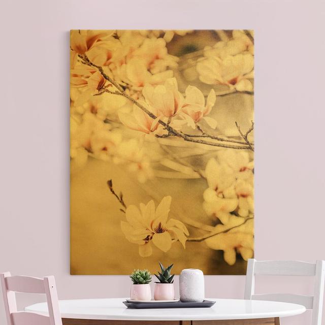 Magnolia Branches in Vintage Style by Monika Strigel - Wrapped Canvas Painting Ebern Designs Size: 100cm H x 75cm W on Productcaster.