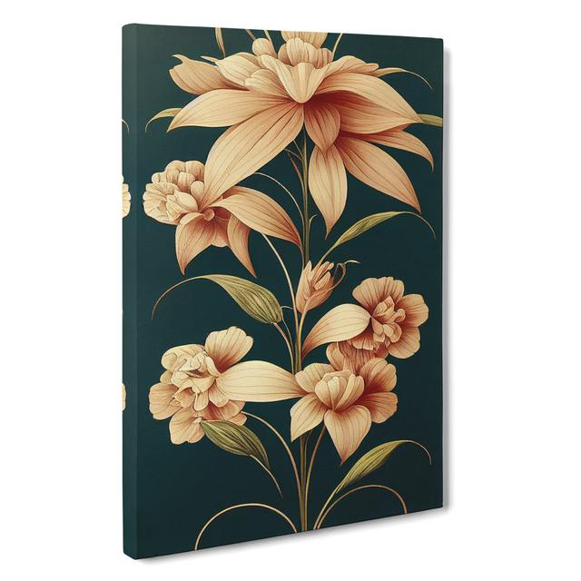 Classical Flower Art No.2 - Wrapped Canvas Graphic Art Marlow Home Co. Size: 76cm H x 50cm W on Productcaster.